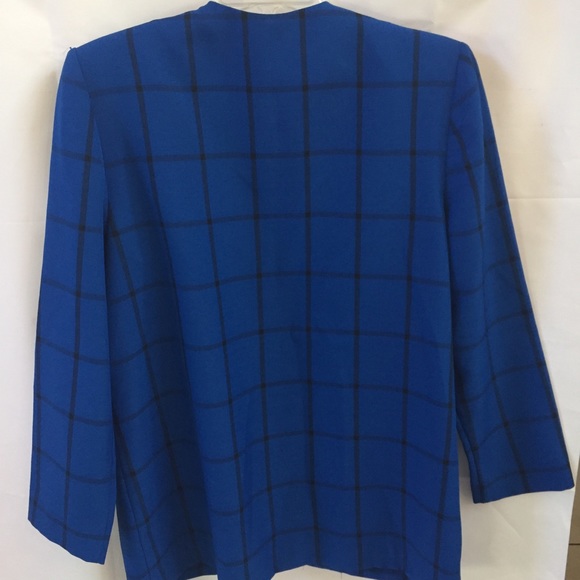 Vintage Black Blue Sz 14 Dress and Jacket Set Suit - Picture 3 of 7